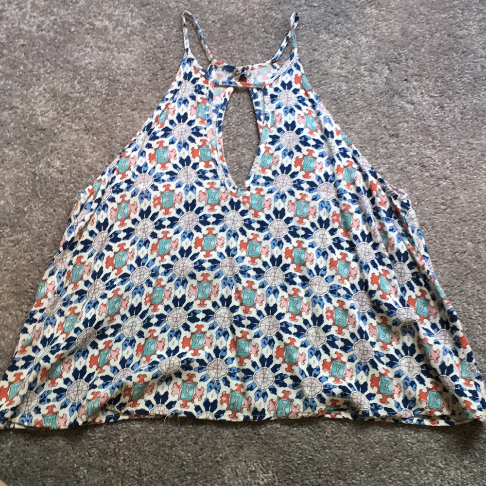 Boho print semi-cropped top